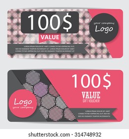 gift voucher certificate coupon template, cute and modern style design for girl and woman. can be use for business shopping card, customer sale and promotion, layout, banner, web design. vector