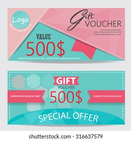 gift voucher certificate coupon template, colorful and modern style design. can be use for business shopping card, customer sale and promotion, layout, banner, web design. vector