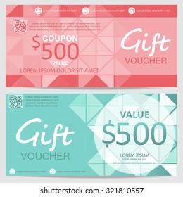 gift voucher certificate coupon template, cute and modern style design. can be use for business shopping card, customer sale and promotion, layout, banner, web design. vector  illustration