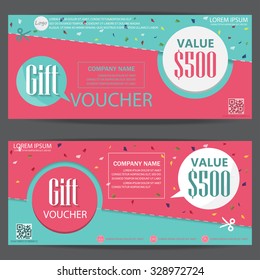 Gift Voucher Certificate Coupon Template, Cute And Modern Style. Can Be Use For Business Shopping Card, Customer Sale And Promotion, Layout, Banner, Web Design. Vector Illustration