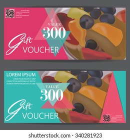 gift voucher certificate coupon template, modern style for restaurant and cafe food business. can be use for shopping card, customer sale and promotion, layout, banner, web design. vector