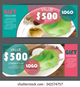  gift voucher certificate coupon template, can be use for business shopping card, customer sale and promotion, layout, banner, web design. vector illustration