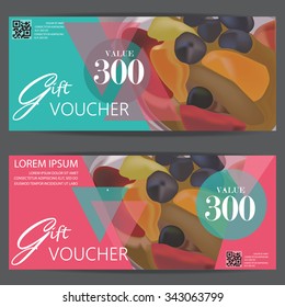 gift voucher certificate coupon template, modern style for restaurant and cafe food business. can be use for shopping card, customer sale and promotion, layout, banner, web design. vector
