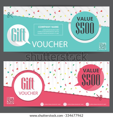 gift voucher certificate coupon template, cute and modern style. can be use for business shopping card, customer sale and promotion, layout, banner, web design. vector illustration