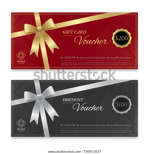 Gift Voucher Certificate Discount Card Template Stock Vector (Royalty ...