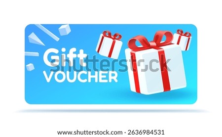 Gift voucher, check and gift box. Sale banner and poster. Vector illustration