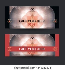 Gift voucher. The combination of graphic elements with typography & place for text, logo, contact information. Luxury elegant  vector illustration example designs for Cafe, Hotel, Jewelry.