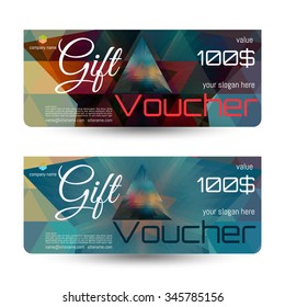 Gift voucher. The combination of graphic elements with typography & place for text, logo, contact information. Luxury elegant vector illustration example designs for Cafe, Hotel, Jewelry.