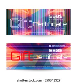 Gift voucher. The combination of graphic elements with typography & place for text, logo, contact information. Luxury elegant vector illustration example designs for Cafe, Hotel, Jewelry.