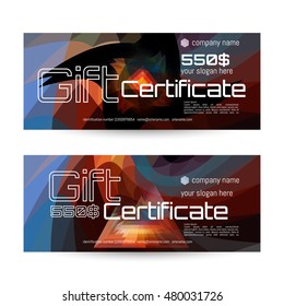 Gift voucher. The combination of graphic elements with typography & place for text, logo, contact information.