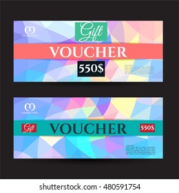 Gift voucher. The combination of graphic elements with typography & place for text, logo, contact information.