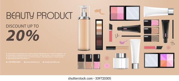 Gift voucher cosmetics lotion packaging template vector design
