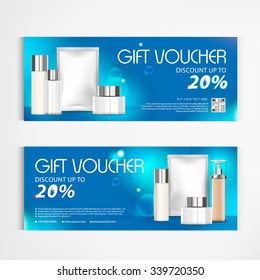 Gift voucher cosmetics lotion packaging template vector design