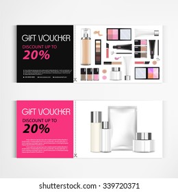 Gift voucher cosmetics lotion packaging template vector design
