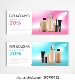 Gift voucher cosmetics lotion packaging template vector design