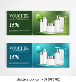 Gift voucher cosmetics lotion packaging template vector design