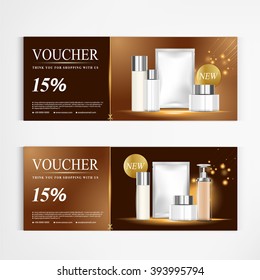 Gift voucher cosmetics lotion packaging template vector design