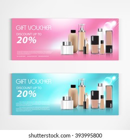 Gift voucher cosmetics lotion packaging template vector design