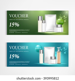 Gift voucher cosmetics lotion packaging template vector design