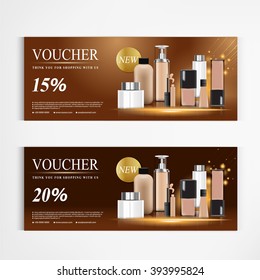 Gift voucher cosmetics lotion packaging template vector design