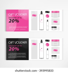 Gift voucher cosmetics lotion packaging template vector design