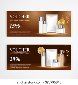 Gift voucher cosmetics lotion packaging template vector design