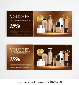 Gift voucher cosmetics lotion packaging template vector design