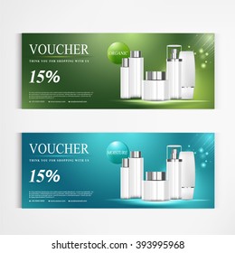 Gift voucher cosmetics lotion packaging template vector design