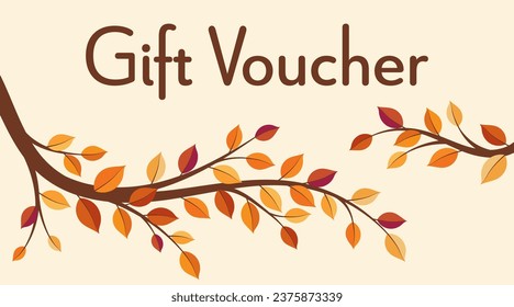 Gift Voucher. Coupon card with colorful autumn branches.