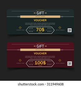 Gift Voucher Coupon Card, Green and red.