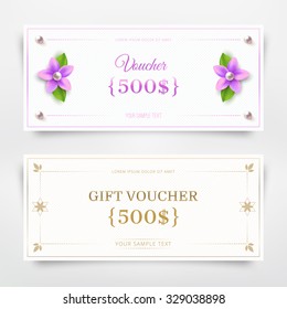 Gift voucher, coupon design template. Vector illustration