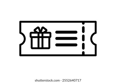 Gift voucher coupon icon. Promo code coupon. Business, sale, discount, special offer, promotion, redeem concepts. Outlined vector design isolated illustration.