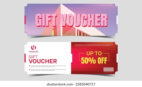 Gift voucher coupon promotion sale for a website, internet ads, and social media. Big sale and super sale coupon.