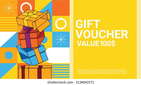 Gift Voucher Coupon Set with Realistic Detailed Include of Present Box . Vector illustration of Template Monetary Value Vouchers Coupons.shopping present