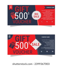 Gift Voucher Coupon Set.Vector illustration of Template Monetary Value Vouchers Coupons.Eps 10