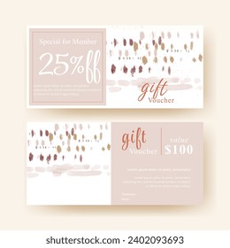 Geschenkgutschein. Coupon-Vorlage mit abstrakter Aquarellpastellfarbe. elegantes ästhetisches Design. gut für Boutique, Schmuck, Blumenladen, Schönheitssalon, Spa, Mode, Flyer, Banner-Design