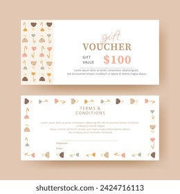 Gift voucher. Coupon template with cute vintage flower decoration. elegant aesthetic design. good for boutique, jewelry, floral shop, beauty salon, spa, fashion, flyer, banner design.