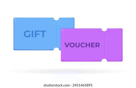 Gift and Voucher Coupon ticket mockup.Discount,special offer promotion isolated sale cards on transparent background.Black Friday,Online payment,Business and finance concept.Vector illustration EPS 10