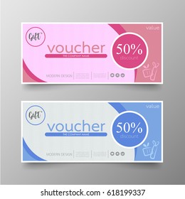 Gift voucher cute template on background vector modern value design and layout luxury.Cover leaflet elegant Illustration in horizontal pattern.