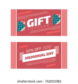 Gift voucher design Memorial day theme with minimalist design