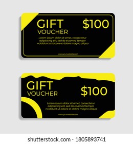 Gift voucher design on black background. Great vector for product marketing, discount coupons, web, sales promotion, fashion, apps, online shops, social media etc.