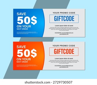 Gift voucher design template red and orange