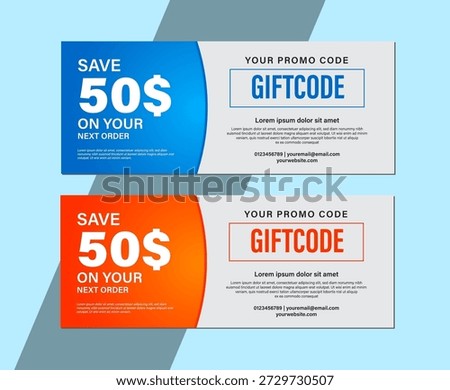 Gift voucher design template red and orange