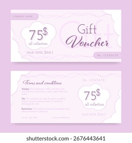 Vale de regalo. Descuento, promoción. Nubes con el efecto de papel cortado, Fondo rosado
