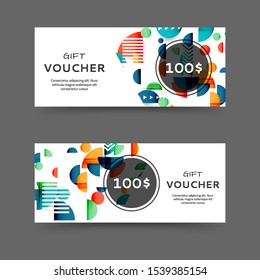 Gift voucher discount template design. Certificate coupon template gift voucher with abstract geometric elements