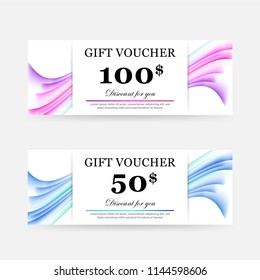 Gift Voucher discount template with line luxury pattern. Vector illustration.