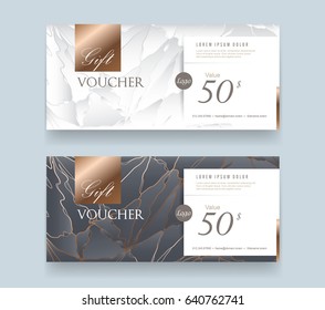 Gift Voucher discount template with luxury pattern.Vector template for gift card premium pattern. Vector illustration.