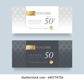 Gift Voucher discount template with luxury pattern.Vector template for gift card premium pattern. Vector illustration.