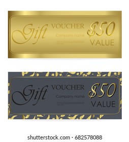 Gift Voucher discount template with luxury pattern. Vector illustration.