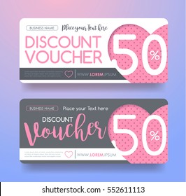 Gift Voucher discount template with Valentines day sale background . Vector illustration.banners.Wallpaper.flyers, invitation, posters,tag, brochure.